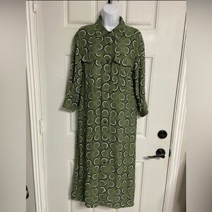 D6- LAFAYETTE 148 Olive Green Patterned Shirt Dress